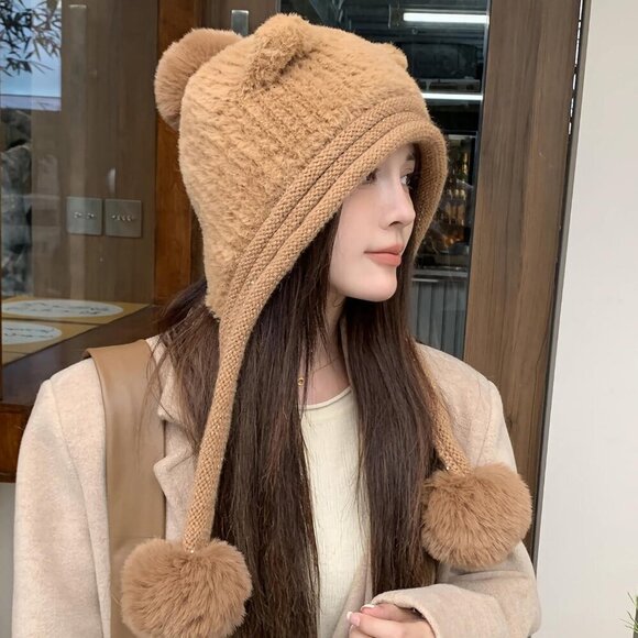 Women Kase Winter Sherpa Beanie Hats Knit Ear Flaps Peruvian Cover Ears main image 6